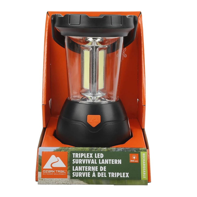 Ozark Trail Triplex LED Survival Lantern, 800 Lumens, Rechargeable, Solar and Crank