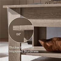 Fullfurnique Lift Top Coffee Table with Large Hidden Compartment and Storage Open Shelf, Gray