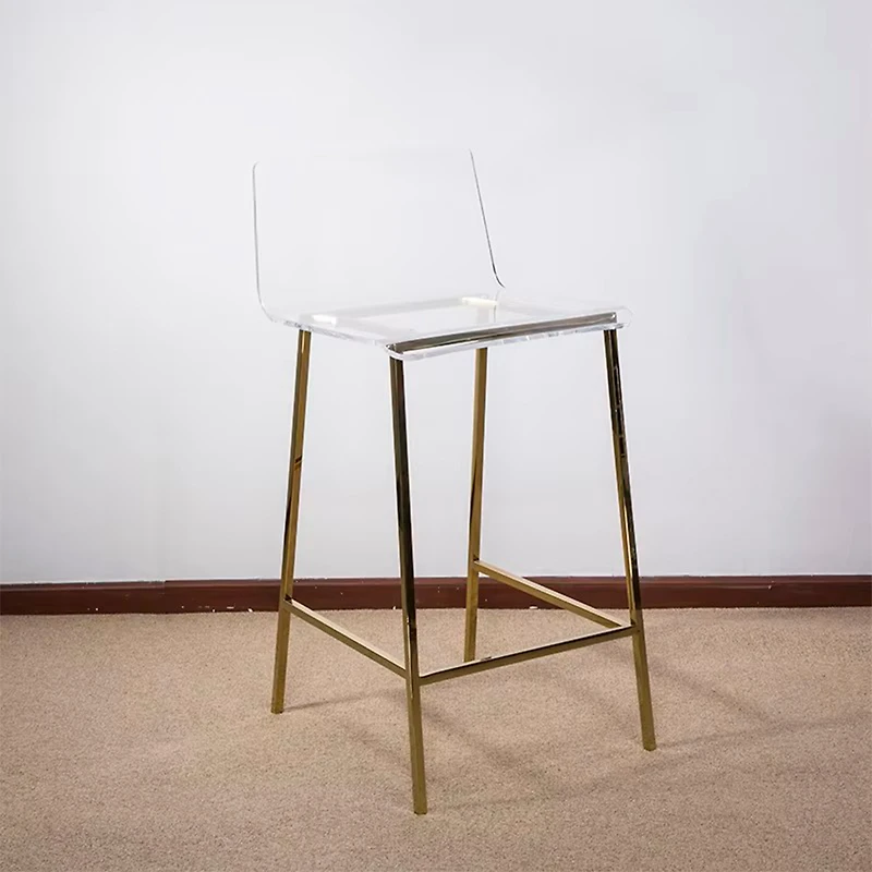 Heavenly Collection Set of 3 Clear Acrylic & Gold Counter Stools – Ideal for Kitchen Island or Dining Area