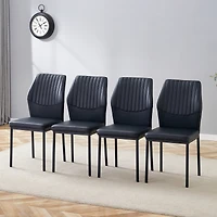 Noble House Luxury minimalist chair - 4 high elasticity black PU dining chairs