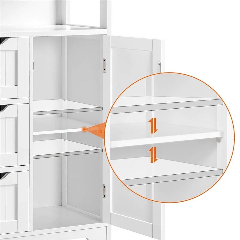 FullFurnique Armoire de Rangement Autoportante en Bois pour Salle de Bain avec Tiroirs, Blanc