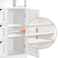 FullFurnique Armoire de Rangement Autoportante en Bois pour Salle de Bain avec Tiroirs, Blanc