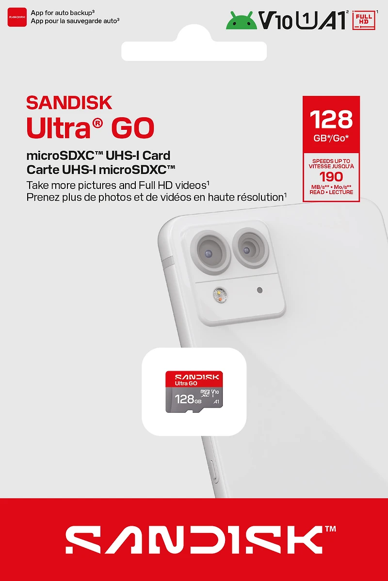Carte microSDXC™ UHS‑I SANDISK Ultra® GO 128Go