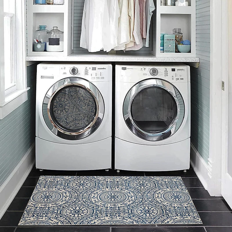 Outdoor Washable Ormond Ivory & Blue 2' x 3' Accent Rug