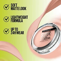 Maybelline New York Super Stay 24 Hour Hybrid Powder Foundation, Waterproof, Vegan, Mattifying, 102 ,6 g
