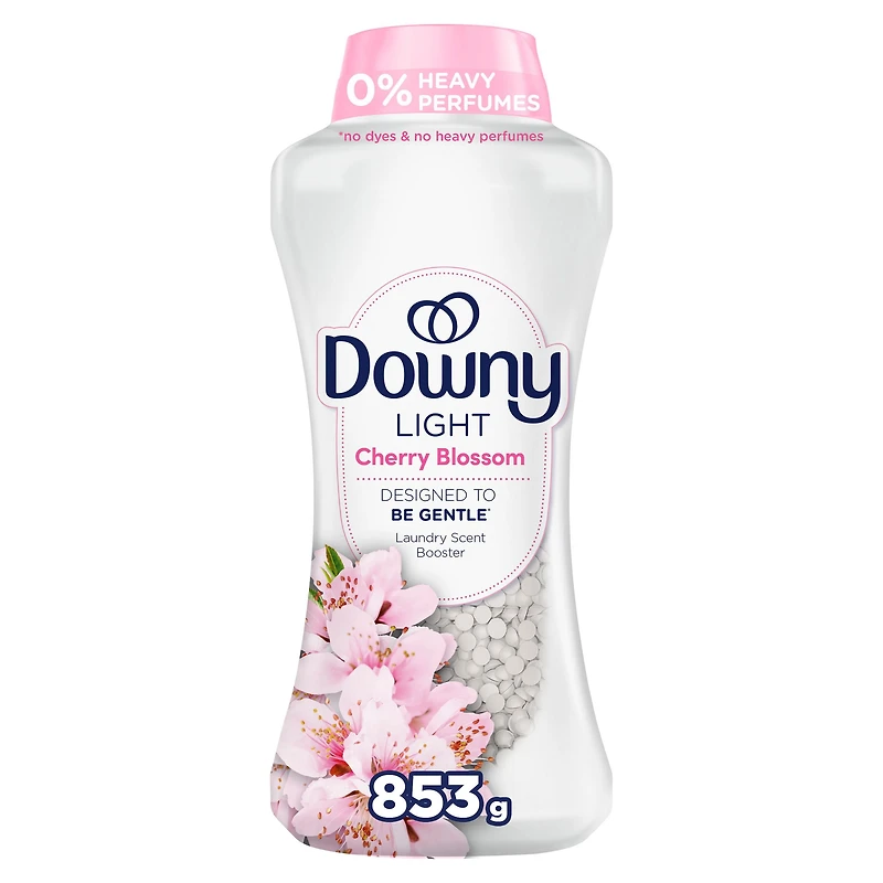 Downy Light Laundry Scent Booster Beads, Cherry Blossom Scent, 853g, In-wash fabric beads designed to be gentle with a light boost of scent, No Heavy Perfumes