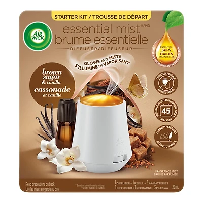 Ensemble de diffuseur d'huile parfumée Air Wick Essential Mist, Vanille, 1 diffuseur + 1 recharge, 1 unité