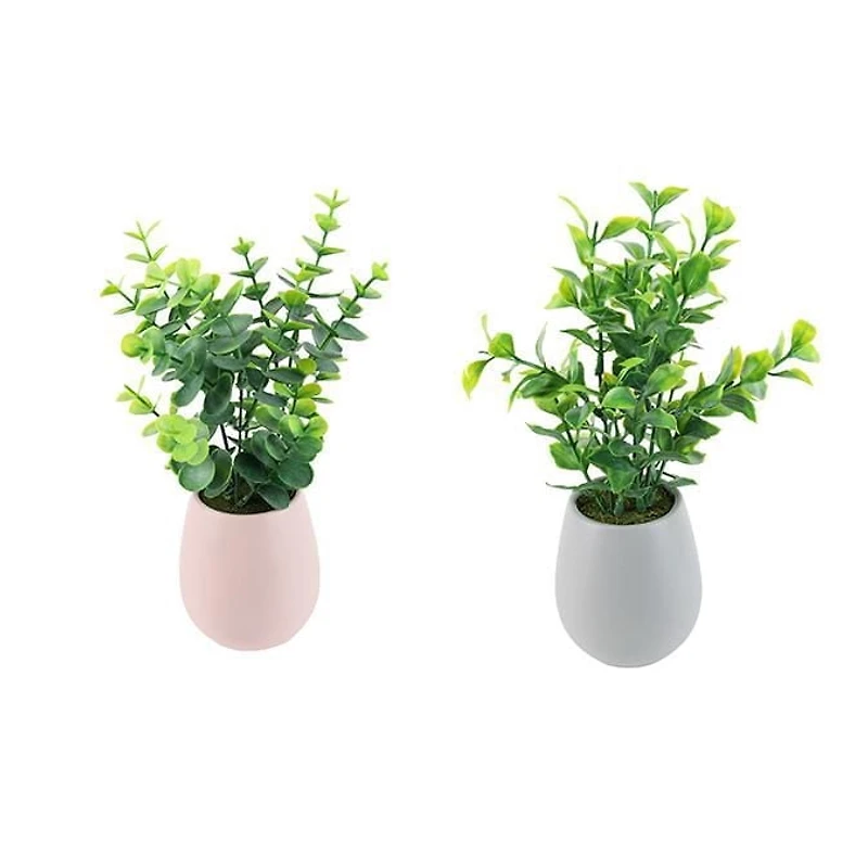 VERDURE EN POT CÉRAMIQUE OVALE, 2 ASSORTIS, VERT, 23CM