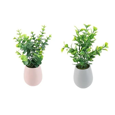 VERDURE EN POT CÉRAMIQUE OVALE, 2 ASSORTIS, VERT, 23CM
