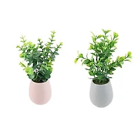VERDURE EN POT CÉRAMIQUE OVALE, 2 ASSORTIS, VERT, 23CM