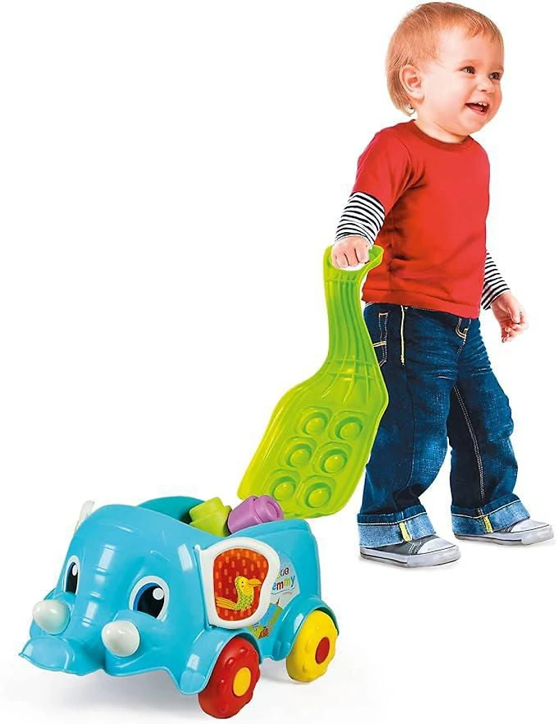 Clementoni Pull Along Elephant - Soft Clemmy Baby Elephant - Contains lots of soft building blocks - For 10-36 months