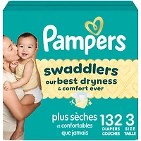 Pampers Swaddlers Diapers, Size 3 (13-26 lbs), Absorbent, Keeps Baby Dry and Comfortable, Skin Safe Disposable Baby Diaper