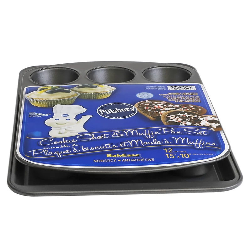 PILLSBURY NON STICK 12-CUP MUFFIN PAN SET - 2 PIECES