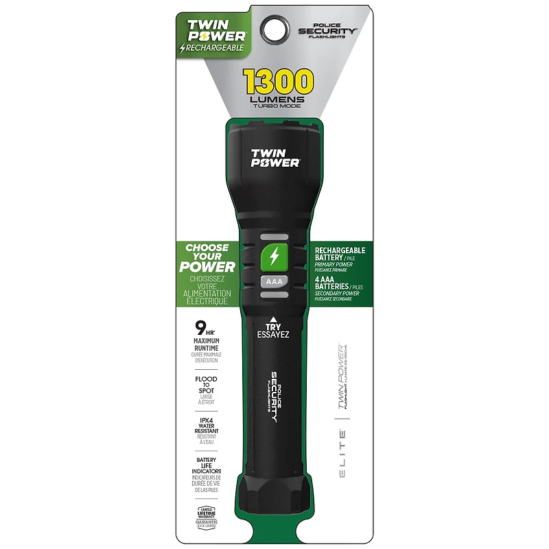 POLICE SECURITY LAMPE DE POCHE TWIN POWER 1300 LUMEN
