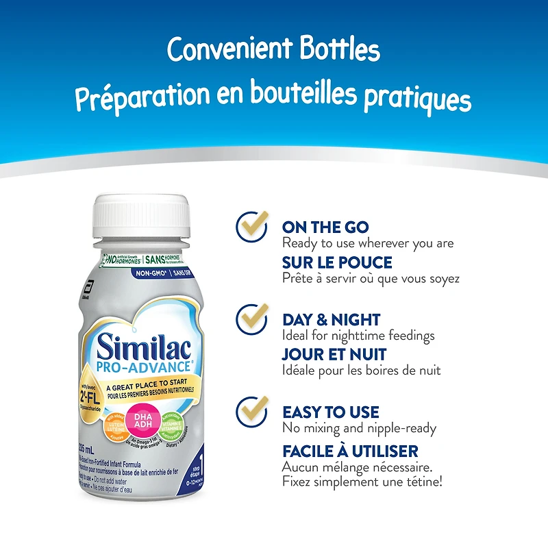 Similac Pro-Advance Step 1, Baby Formula, Infant Formula, Our Closest Formula to Breast Milk with 2’-FL, Easy To Digest, 0+ Months, Ready to Feed 16x235ml