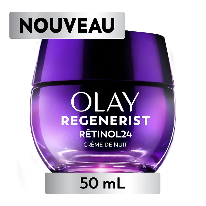 Olay Retinol 24 Face Cream, Anti-Aging Night Moisturizer, Fragrance-Free, Non Greasy - Anti-Wrinkle, Smooth Fine Lines, Tightening, Hydrating Skin Care - Peptides, Glycerin, 50 mL