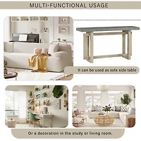 Noble House 59.1" Painted Entryway Table,Pine Veneer Triple Rectangle Design Console with Thick Pine Legs,Extra Long,Gray