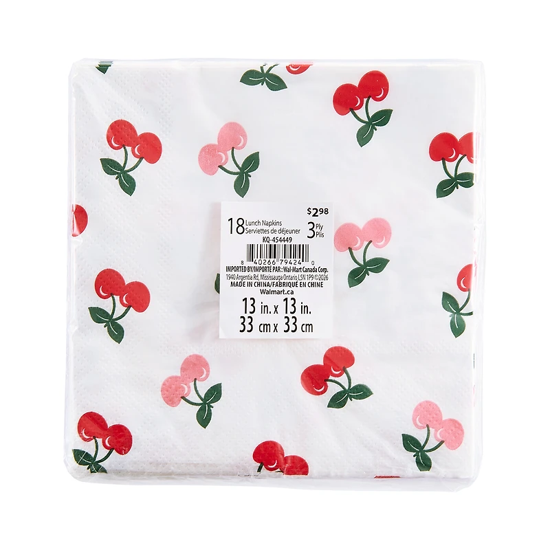 Way to Celebrate Summer 18 Counts Lunch Napkins Cherry Design