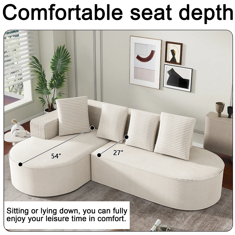 Noble House Fully Compressed Frameless Modular Sofa,L-Shaped Recliner,White