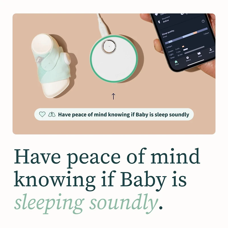 Owlet Dream Sock - Smart Baby Monitor with Sleep Quality Indicators Including Movement, Heart Rate and Average Oxygen Levels- Mint