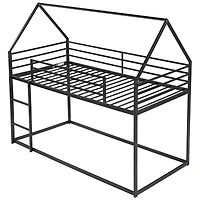 Noble House Twin over Twin House Bunk Bed with Built-in Ladder,Black