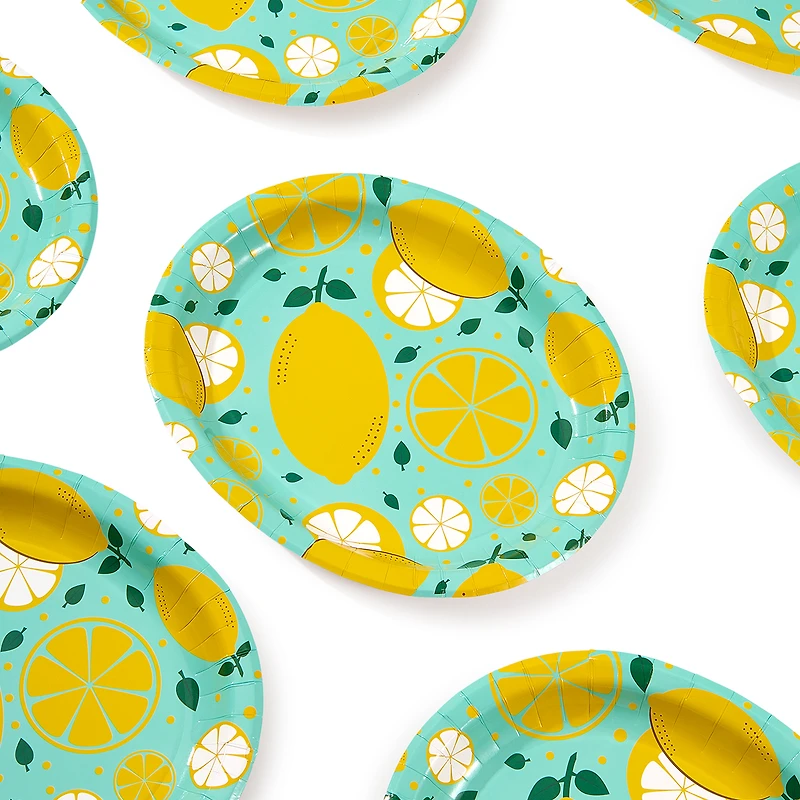 Way to Celebrate Summer 8 Counts Oval Paper Plates Lemon Design