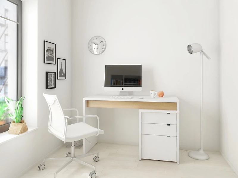Chrono 2 Piece Home Office Set, Natural Maple and White