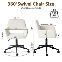 Chaise de bureau pivotante Homy Casa, chaise de bureau ergonomique réglable, tissu chenille beige