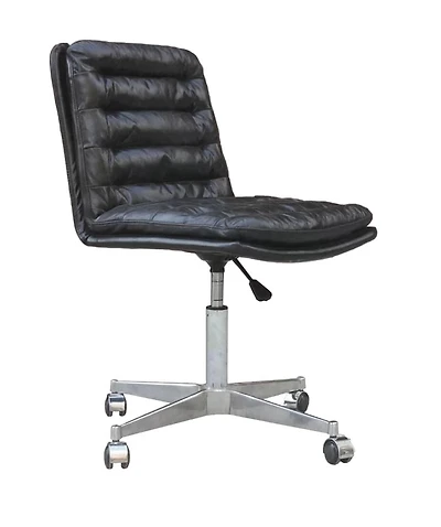 Plata Import Ronin Office Chair in Black, PU Office Chair, Black Foam Office Chair, Full-Back Office Chair, Black Office Chair, Armless Office Chair, Office Chair with Stainless Steel Leg, Wheel Offic