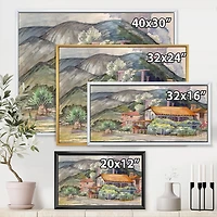 Designart Greek Landscape Off The Coast Of The Aegean Sea  FLOAT FRAME WALL ART