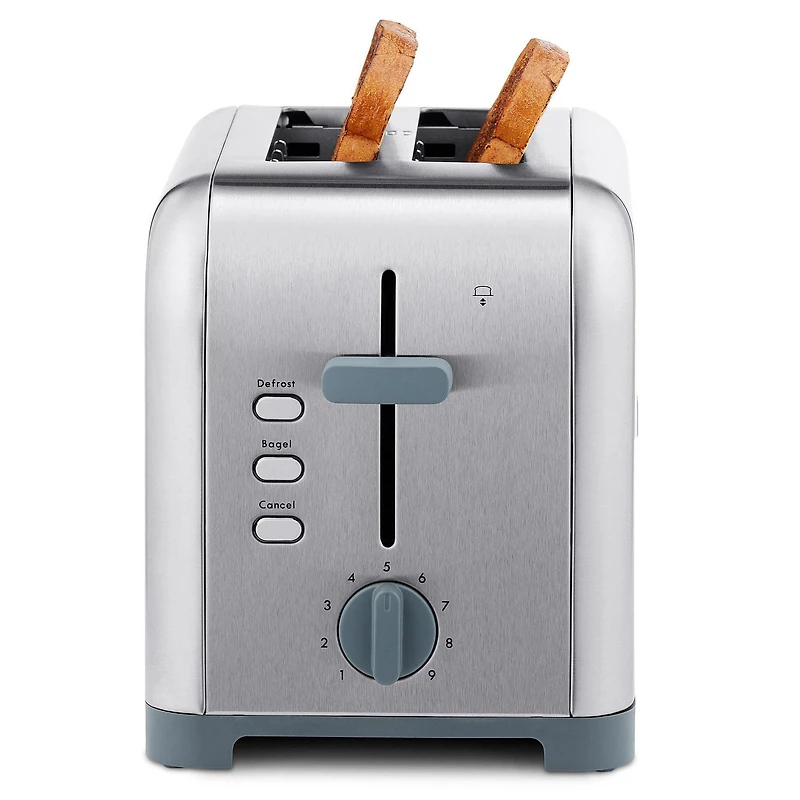 Kenmore 2-Slice Stainless Steel Toaster, Silver & Grey, Extra Wide Slots, Bagel & Defrost Functions