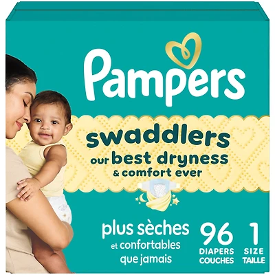 Pampers Swaddlers Diapers, Size (- lbs), Absorbent, Keeps Baby Dry and Comfortable