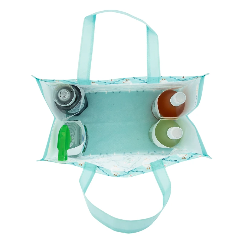 Walmart Sac d’épicerie réutilisable printemps, sac fourre-tout avec porte-bouteilles, bleu
