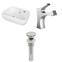 17.5-in. W Wall Mount White Bathroom Vessel Sink Set For 1 Hole Right Faucet AI-26301