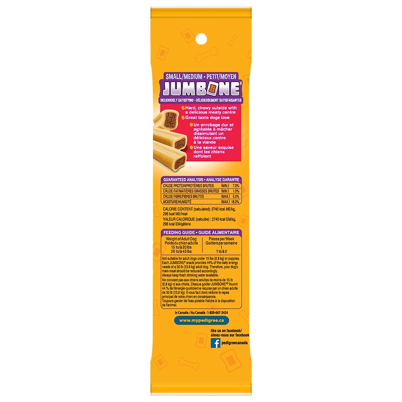 PEDIGREE Jumbone Adult Dog Treats – For Small & Medium Dogs - Beef Flavour – 2 Chews