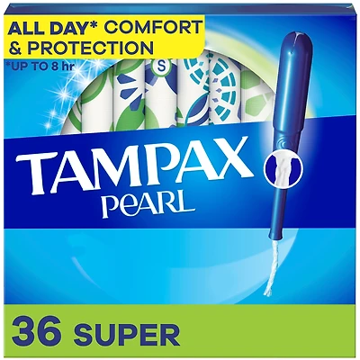 Tampax Pearl Tampons, with LeakGuard Braid, Super Absorbency, Unscented