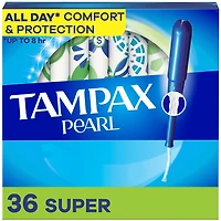 Tampax Pearl Tampons, with LeakGuard Braid, Super Absorbency, Unscented