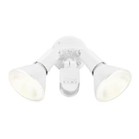 Globe Electric 300W Weather Resistant Motion Sensor Activated Twin Light Security Light, White Finish, 180 Degree Detection Zone (79770)