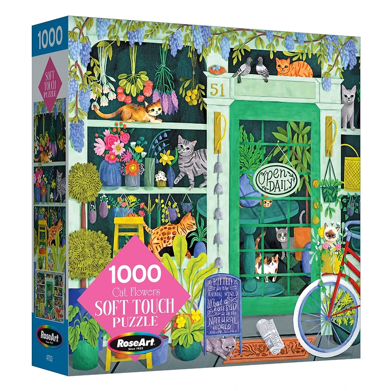 RoseArt - Soft Touch 1000-Piece - Cat Flowers - Adult Interlocking Puzzle