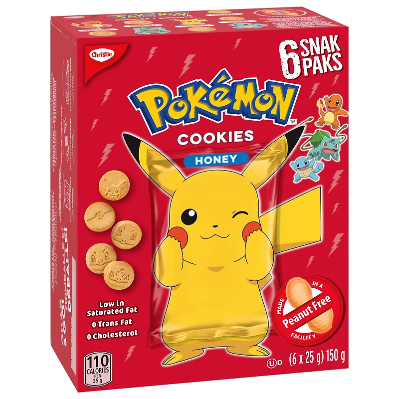 Biscuits Pokémon au miel de Christie en sachets Snak Paks, fabriqués dans une usine exempte d’arachides, emballés individuellement, collations pour l’école