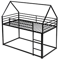 Noble House Twin over Twin House Bunk Bed with Built-in Ladder,Black