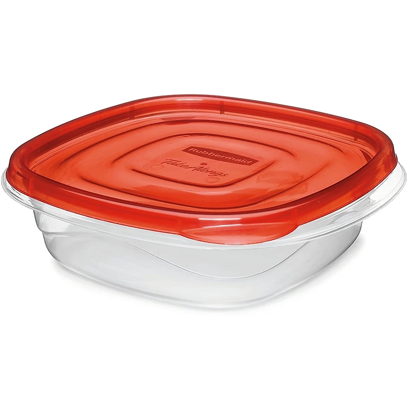 Rubbermaid TakeAlongs Square Food Storage Containers, 669 mL (2.9 Cup), Ruby Red, 4 Pack
