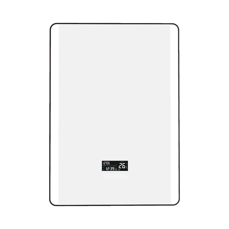 Miroir à DEL Ecoway Luna, Miroir de salle de bain éclairé monté au mur avec haut-parleur Bluetooth, anti-buée et horloge