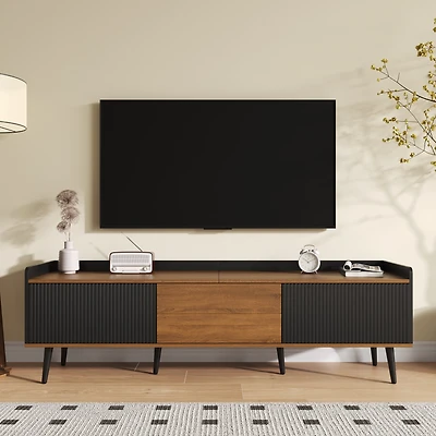 Noble House TV stand cabinet,TV board, low board with three doors,Fine texture. Black