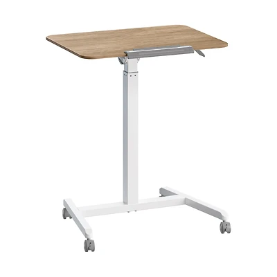 Seville Classics Natural Wood airLIFT® Pneumatic Tilting Mobile Desk Cart