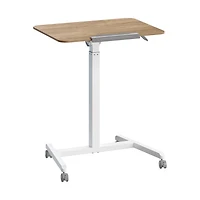 Seville Classics Natural Wood airLIFT® Pneumatic Tilting Mobile Desk Cart