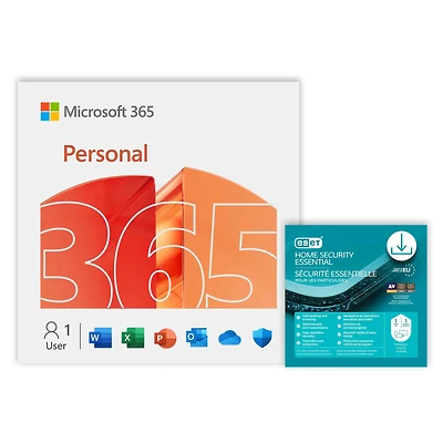 Microsoft 365 Personal 12-mos + ESET Home Security Essential 1-Device 1-Year [Digital Download]
