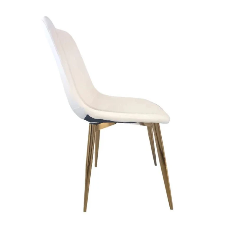 Dorian Linen Chair in White with Golden Metal Legs