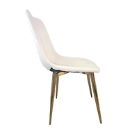 Dorian Linen Chair in White with Golden Metal Legs