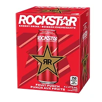 Rockstar Punched Fruit Punch Energy Drink 4 x 473 mL, Cans